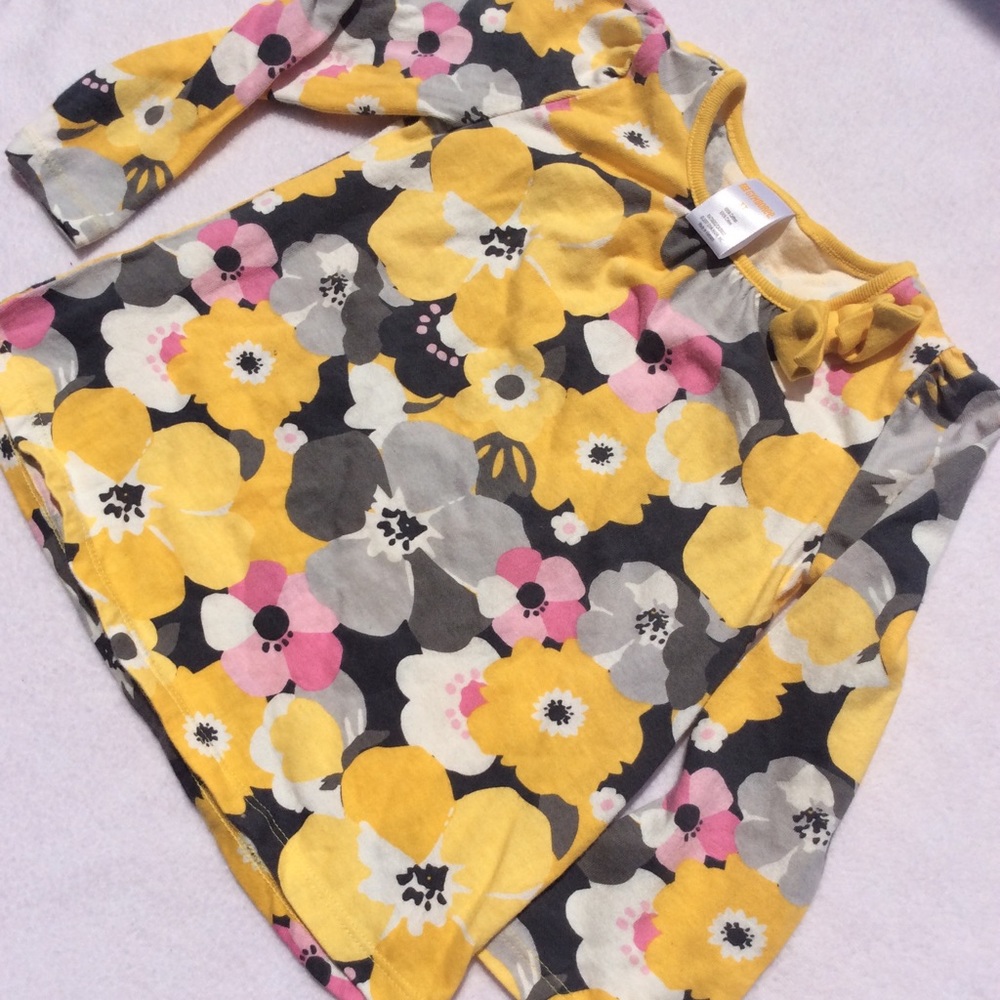 Gymboree Yellow & Gray Floral Long Sleeve Top, 3T